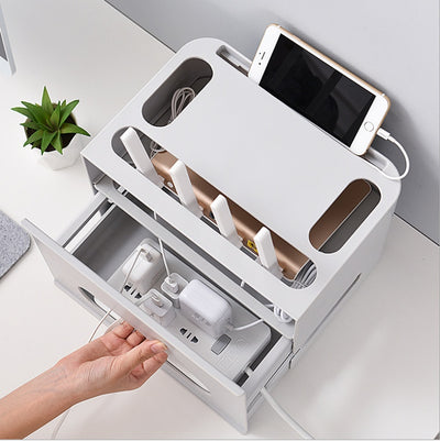 Wireless router storage box gray, wire box - white  material: plastic